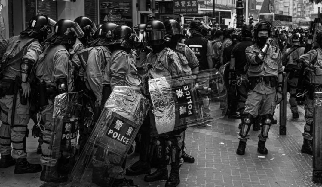 Hong Kong police during the 2019 protests. Photo courtesy of Jonathan van Smit.