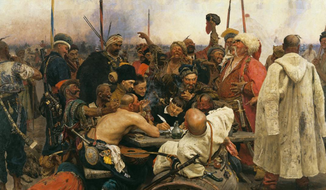 Raam op Rusland: Beroemd schilderij van Ilja Repin: De Zaporozje kozakken schrijven de Turkse sultan een brief