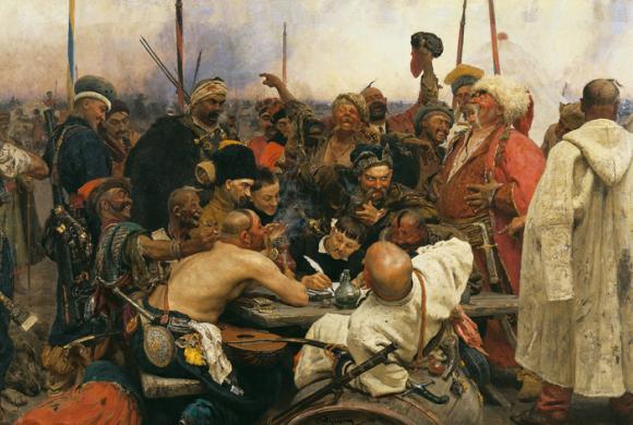 Raam op Rusland: Beroemd schilderij van Ilja Repin: De Zaporozje kozakken schrijven de Turkse sultan een brief
