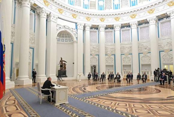 Raam op Rusland: veiligheidsraad 21 februari 2022 Meeting of the Russian Security Council on the eve of the launch of the ‘special military operation’ in February 2022. Photo Kremlin.ru 