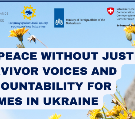 No Peace Without Justice: event visual by the Netherlands Helsinki Committee and EUCCI, The Hague Justice Week 2026